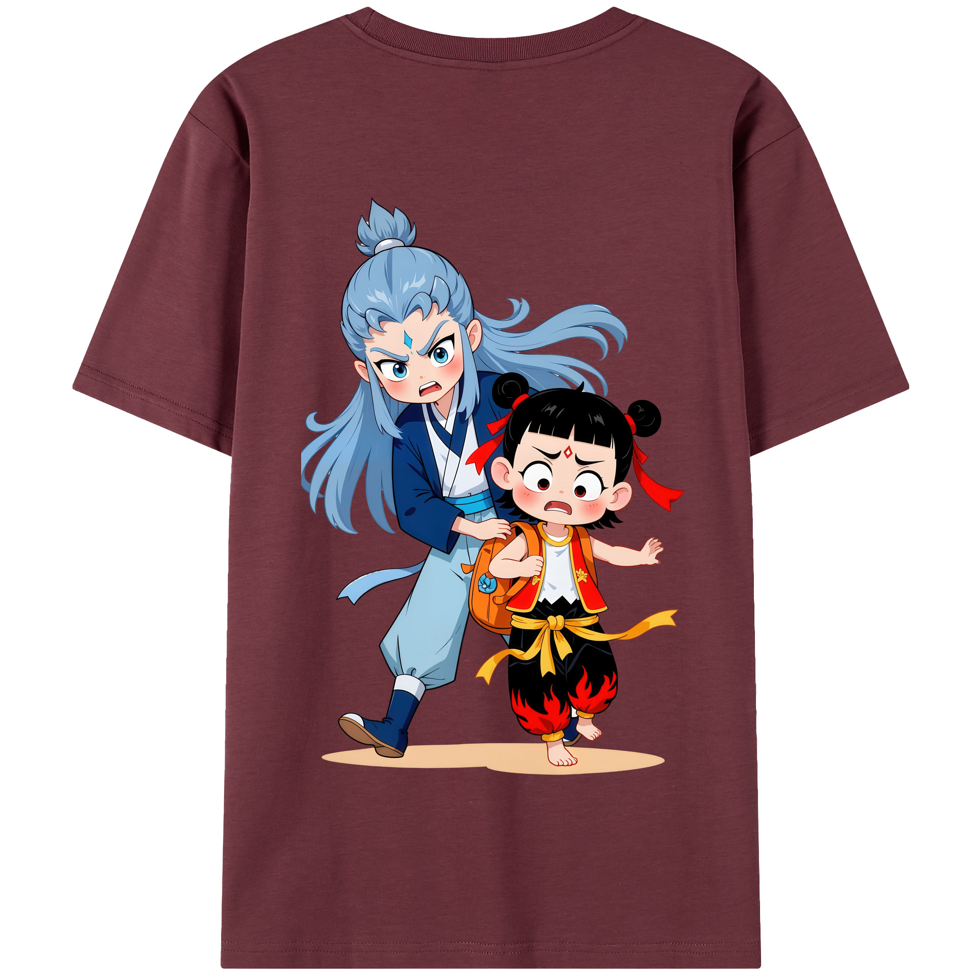 （画像用） Ne Zha 2 ナタ 魔童の大暴れ 綿100％半袖Tシャツ（背面プリント）